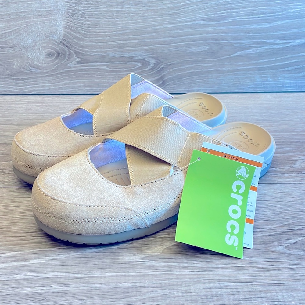 Crocs Edie Mule Relaxed Fit Women’s Size 10 Chai Khaki Model 15489 Suede